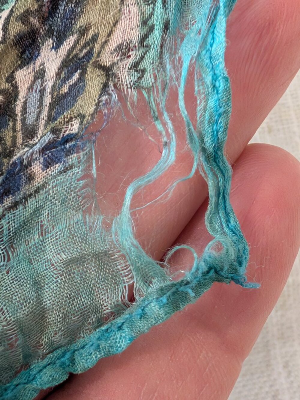 Rising Tide 100% Silk Blue Paisley Sheer Scarf - Picture 5 of 7